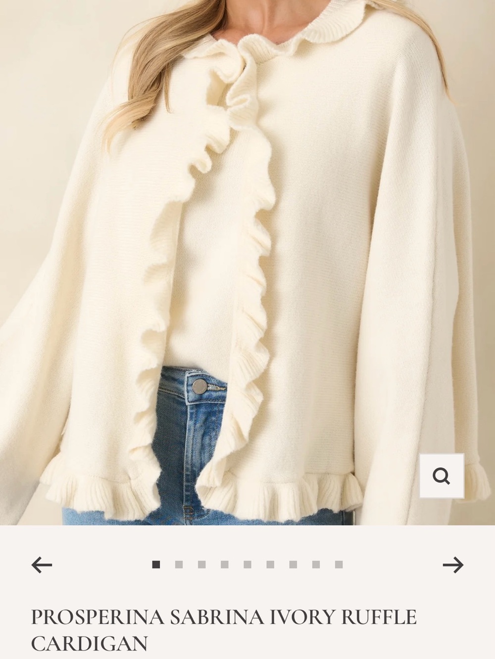 Prosperina Sabrina Ivory Ruffle Cardigan